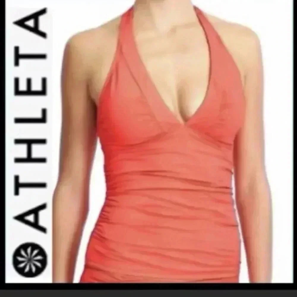 Athleta Halter Swimming Tank Top Orange Size S